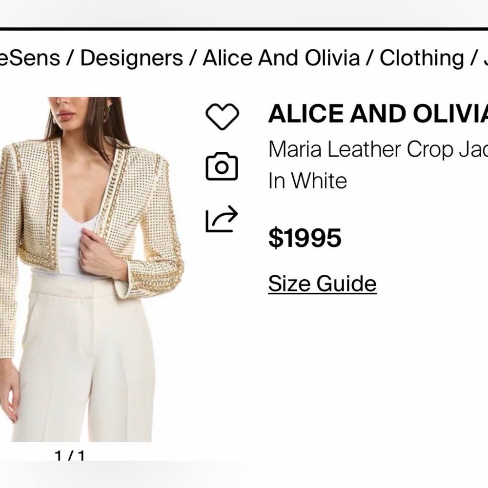 Alice + Olivia MAIRA Cropped Leather Jacket with Chain Trim - Picture 6 of 10